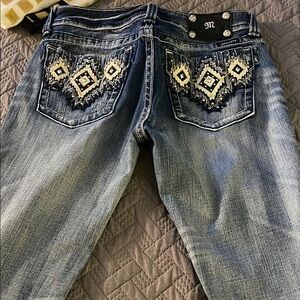 Women's Blue Jeans with Embroidered Pockets